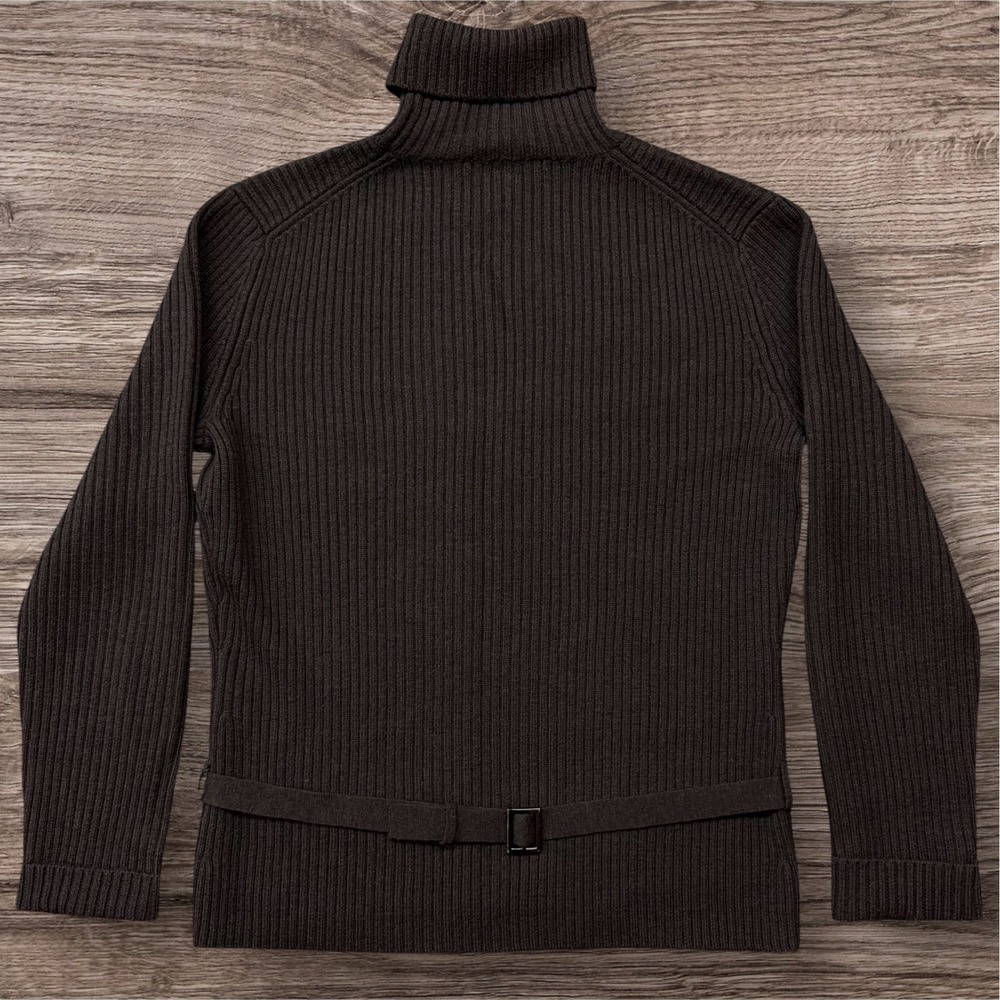 Brooks Brothers Mens L Brown Merino Wool Ribbed Turtleneck Cinch Back Sweater